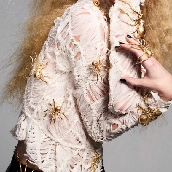 Zara Golden Bejeweled Spider Necklace Halloween Special Collection Statement NEW - Picture 5 of 14